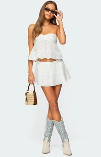 Edikted Dora Eyelet Flared Mini Skirt