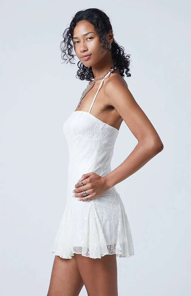 white lace empire waist dress Off-White Lace Empire Waist Dress — Cotton Girls Dress main image 0
