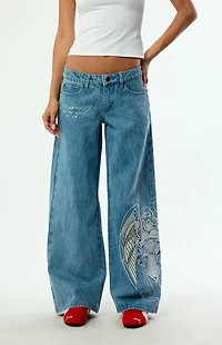 Ed Hardy Cross Wings Low Rise Baggy Jeans
