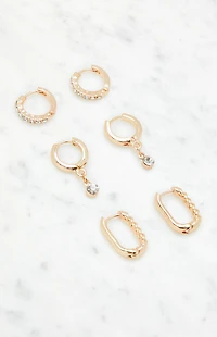 LA Hearts 3 Pack Mini Hoop Earrings