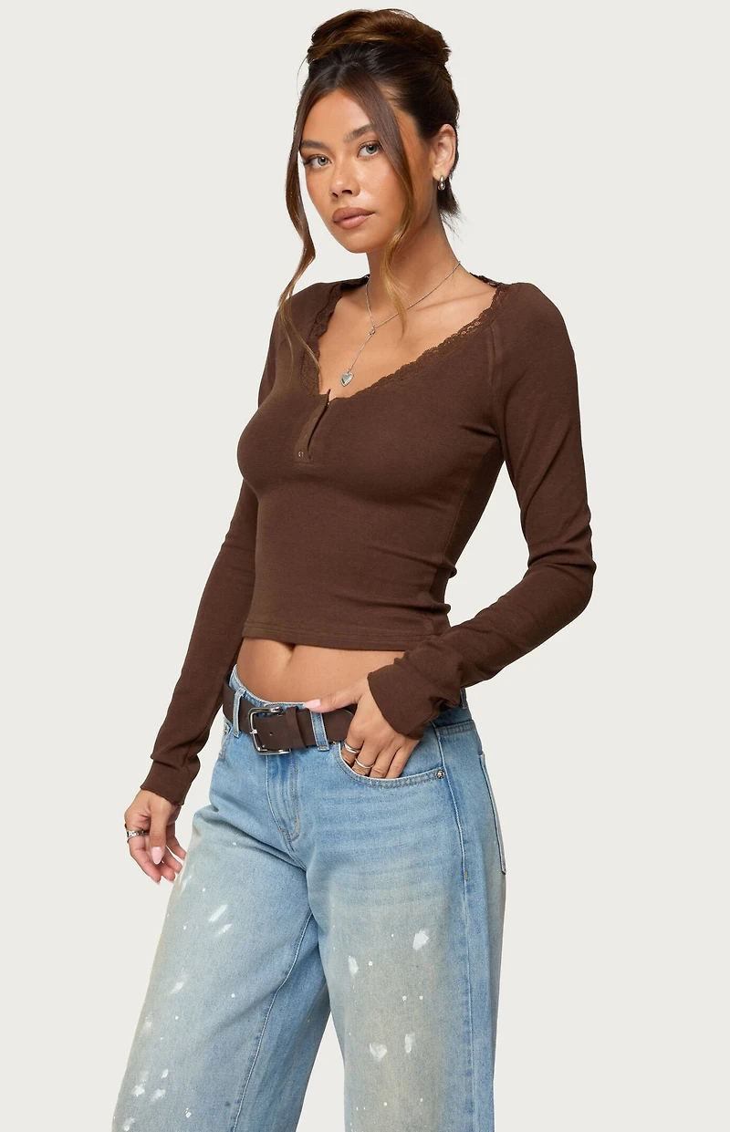 Edikted Shanah Lacey Henley Top