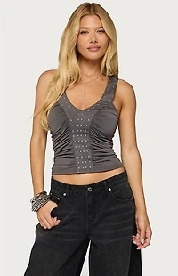 Edikted Whitt Studded Ruched Tank Top