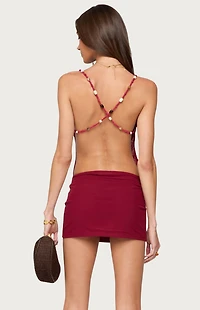 Edikted Beaded Cowl Neck Backless Mini Dress