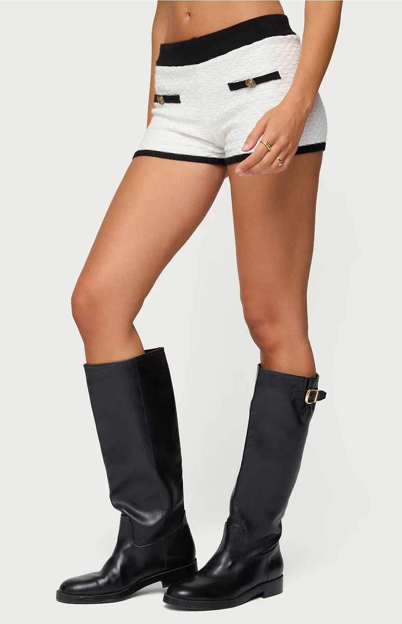 Edikted Mara Contrast Textured Knit Shorts