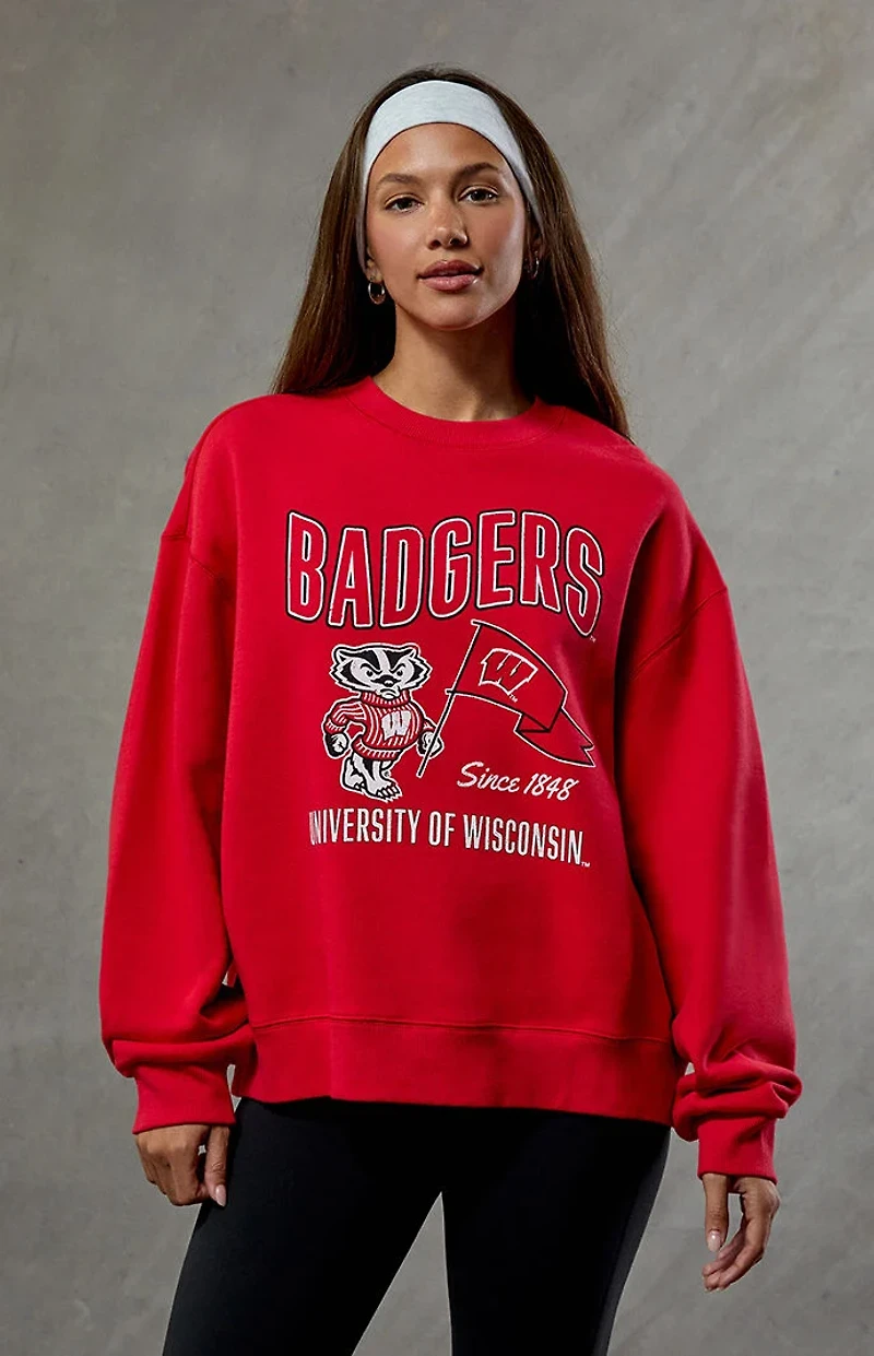 WILD COLLECTIVE Wisconsin Badgers Crew Neck Sweatshirt