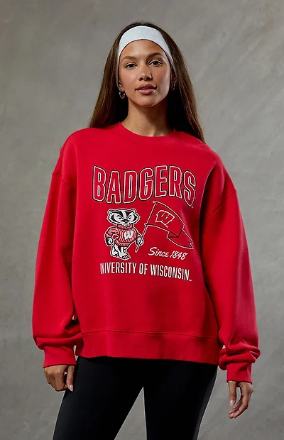 WILD COLLECTIVE Wisconsin Badgers Crew Neck Sweatshirt