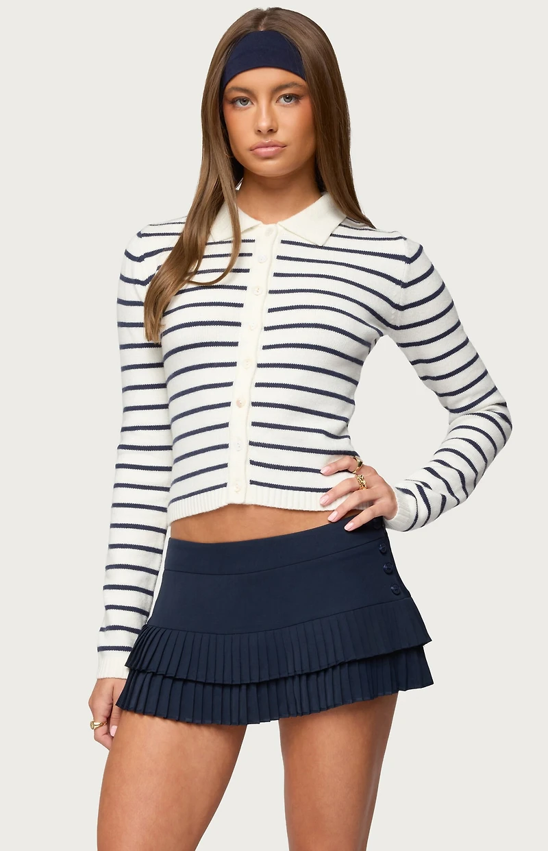 Edikted Loreen Striped Knit Cardigan