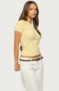 Edikted Wilmer Button Up Short Sleeve Knit Top