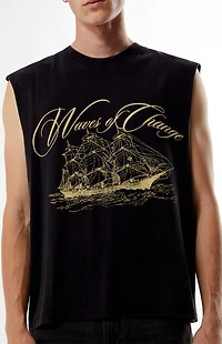 Pacsun Waves Cutoff Muscle Tank Top