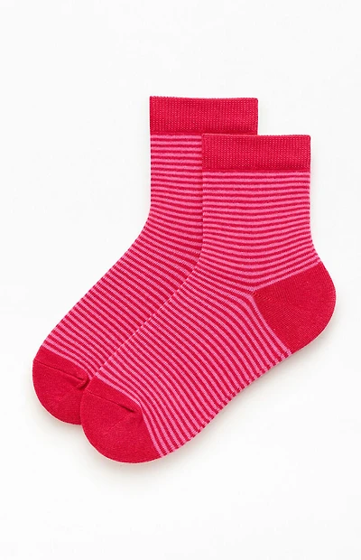 John Galt Red Striped Ankle Socks