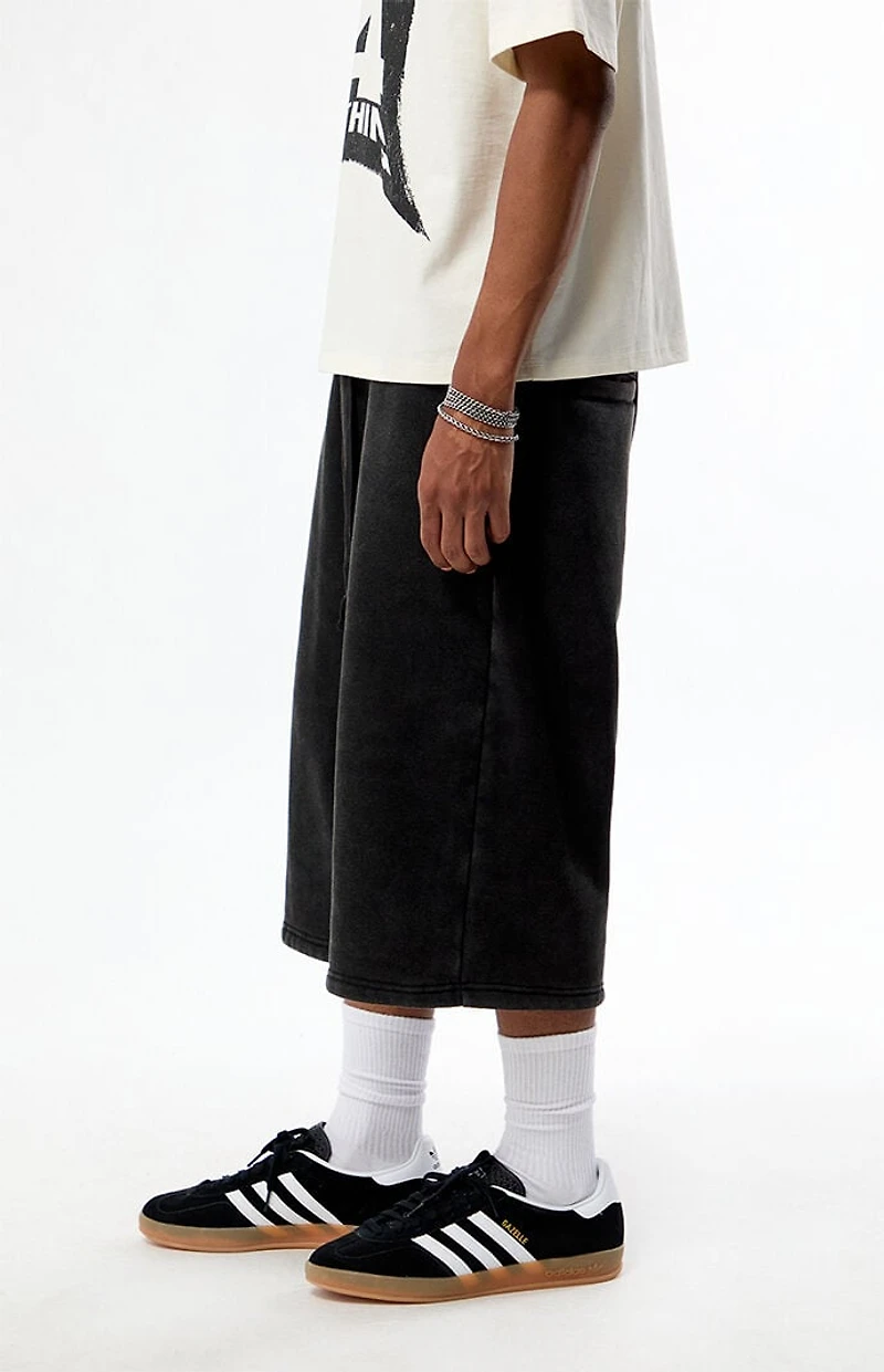 Pacsun Washed Black Ultra Baggy Fleece Sweat Shorts
