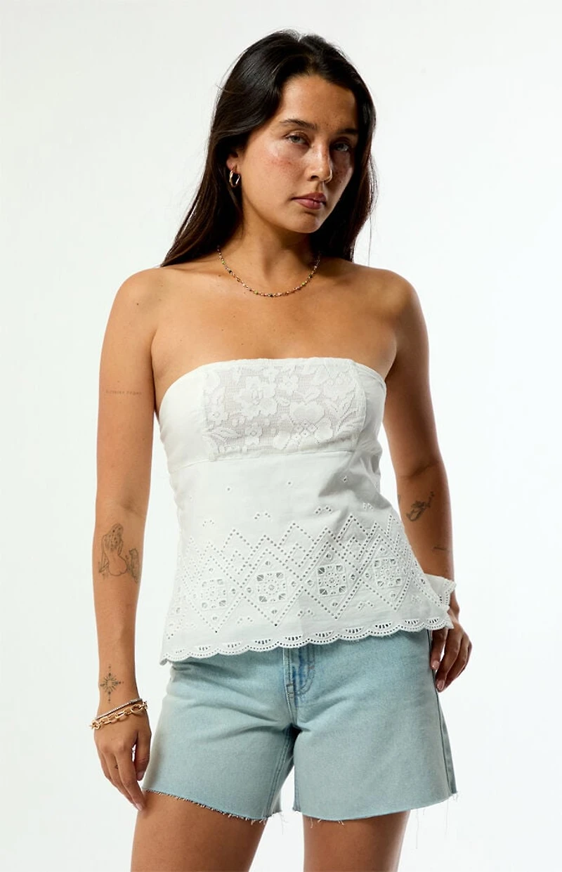 Beverly and Beck Naomi Patchwork Tie Back Tube Top