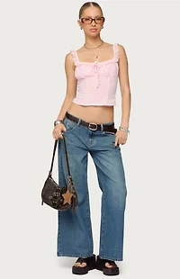 Edikted Petite Vyxen Vintage Washed Low Rise Jeans