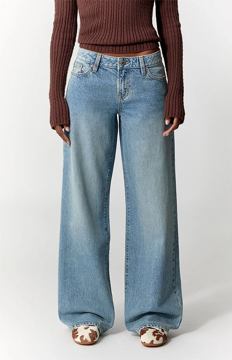 Pacsun Casey Low Rise Baggy Jeans Light Wash Blue