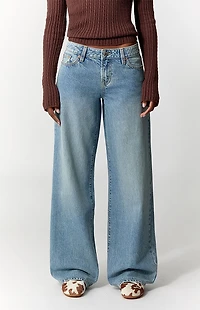 Pacsun Casey Low Rise Baggy Jeans Light Wash Blue