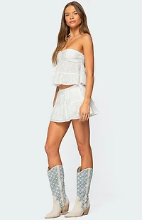 Edikted Dora Eyelet Flared Mini Skirt