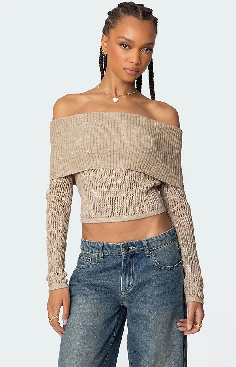 Edikted Lili Fold Over Knit Top