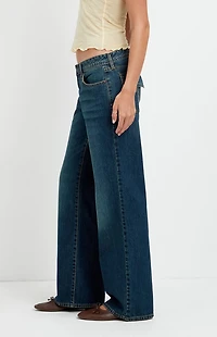 Pacsun Zoe Low Rise Girlfriend Jeans Flap Pocket Dark Blue