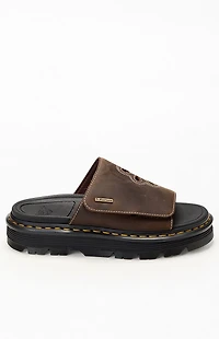 Dr Martens Women's Brown Leather Zebzag Flower Slide Sandals