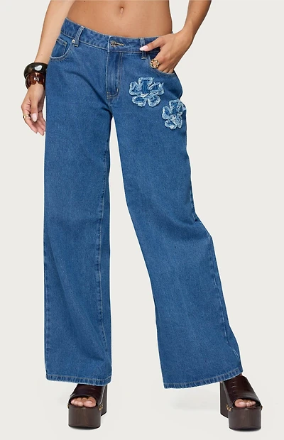 Edikted Flower Patch Low Rise Jeans