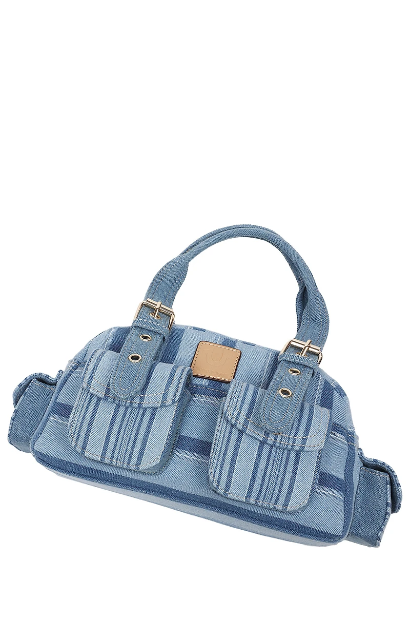 True Religion Soft Satchel Denim Mini Handbag