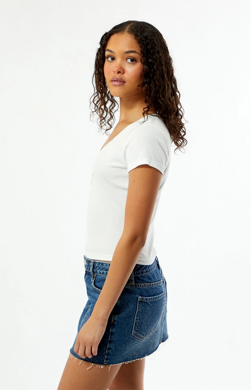 Your Favorite Poppy V-Neck Button T-Shirt