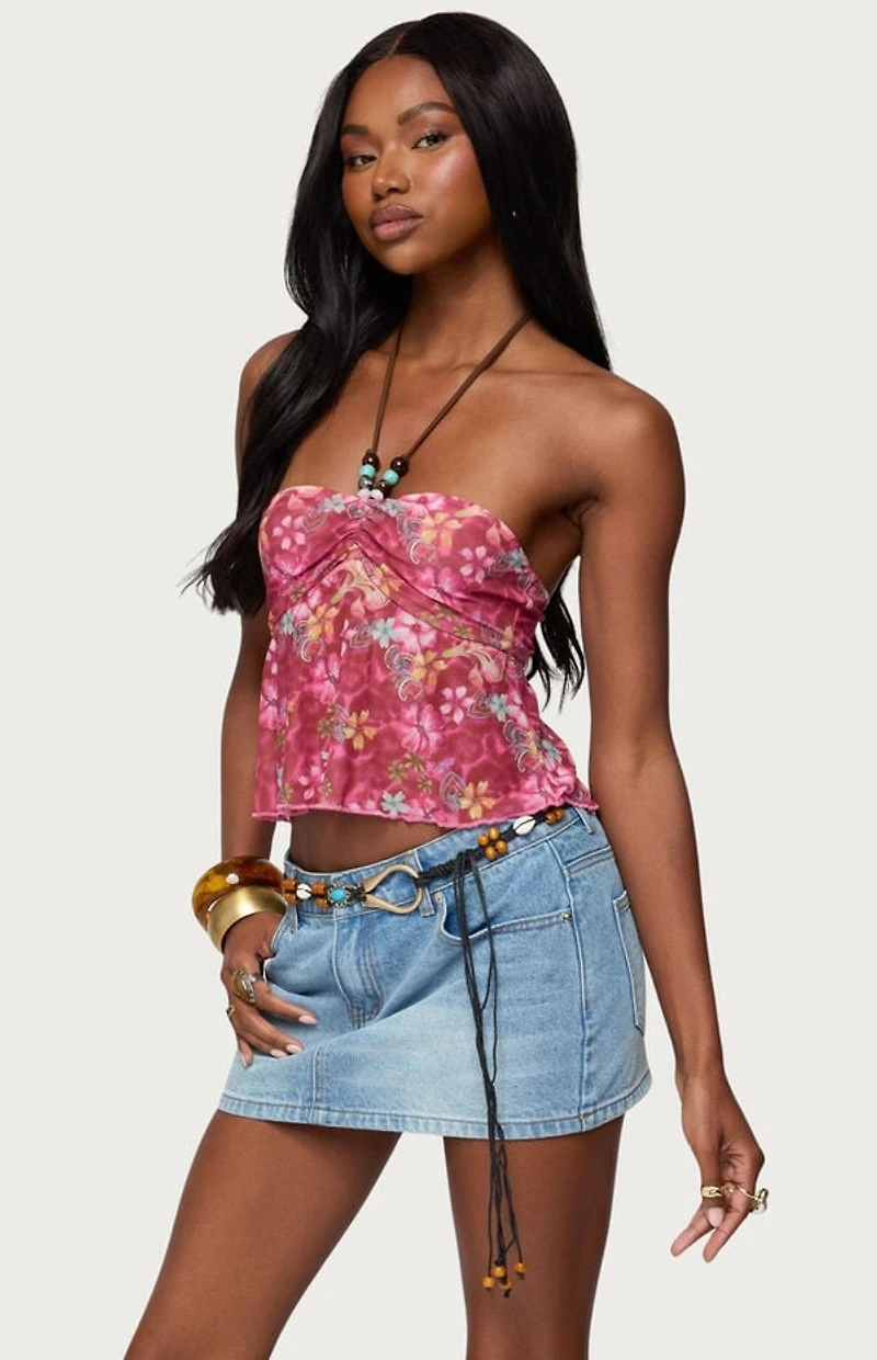 Edikted Solana Floral Cut Out Halter Top