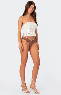 Edikted Niki Crochet Strapless Top