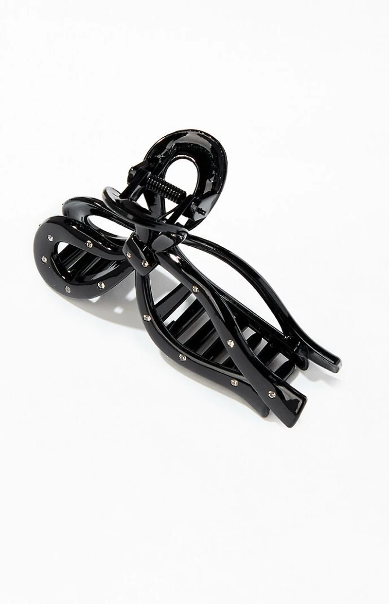 LA Hearts Black Rhinestone Bow Hair Claw Clip