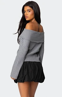 Edikted Brandy Fold Over Ribbed Sweater
