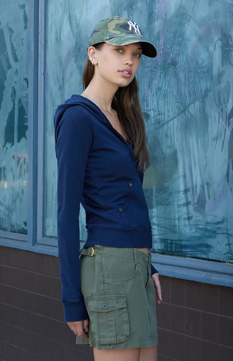 John Galt Navy Christy Zip Up Hoodie