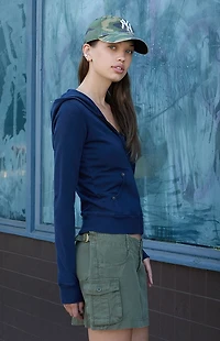 John Galt Navy Christy Zip Up Hoodie