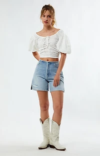 CIRCUS NY Baeley Gardenia Ruched Top