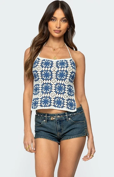 Edikted Naia Backless Crochet Top