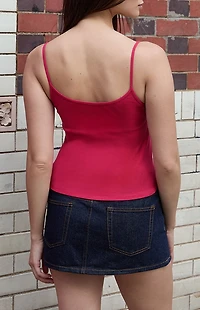 John Galt Red Skylar Ribbed Tank Top