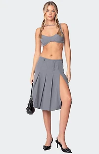 Edikted Ethel Side Slit Pleated Mini Skirt