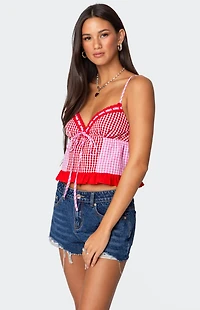 Edikted Joanne Mixed Gingham Tank Top