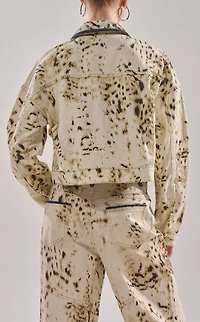 AZALEA WANG Santana Cow Print Denim Jacket