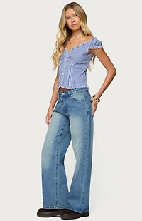 Edikted Dorothie Gingham Button Up Top