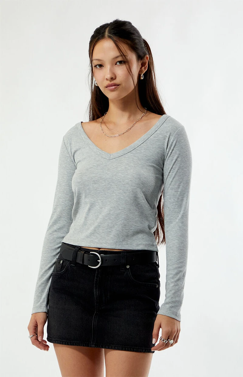 Your Favorite Kylie V-Neck Ribbed Long Sleeve Top