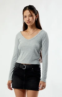 Your Favorite Kylie V-Neck Ribbed Long Sleeve Top