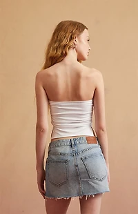 RARE DNM EDIT Medium Blue Mid Rise Heart Chain Denim Mini Skirt