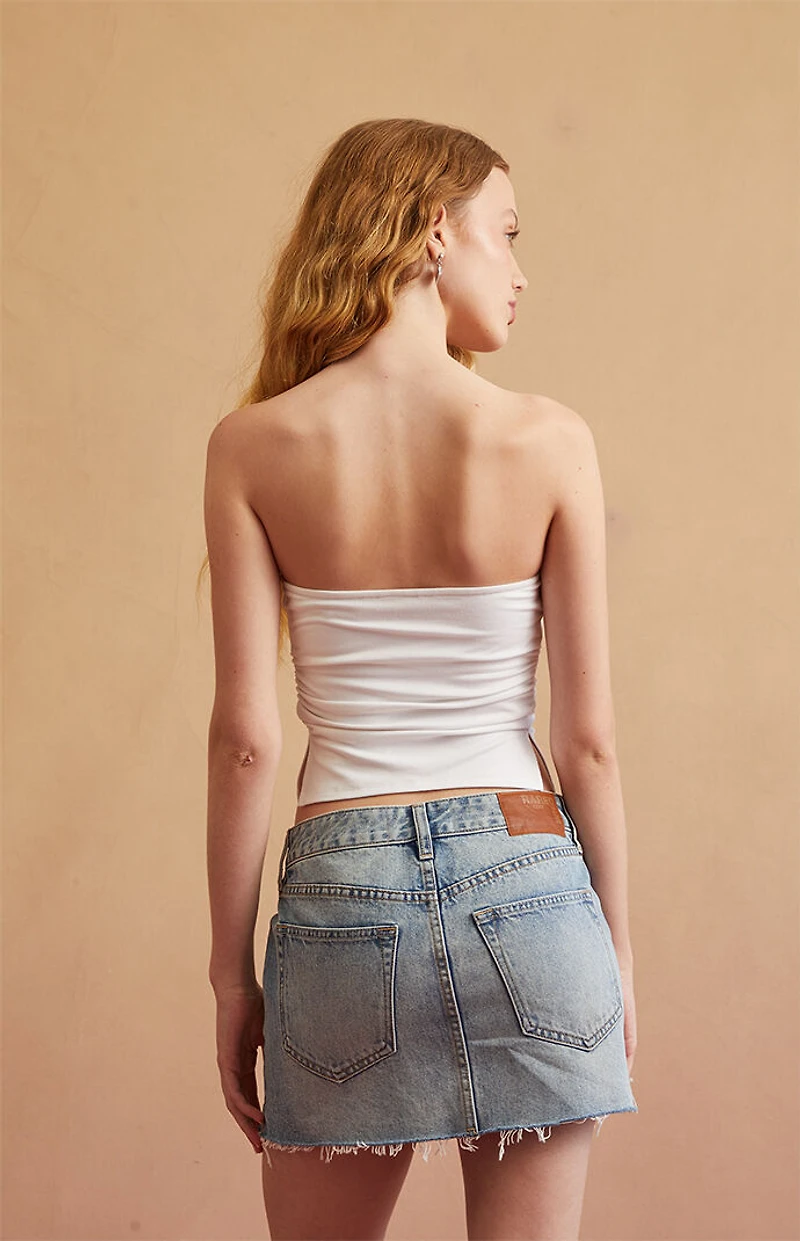 RARE DNM EDIT Medium Blue Mid Rise Heart Chain Denim Mini Skirt