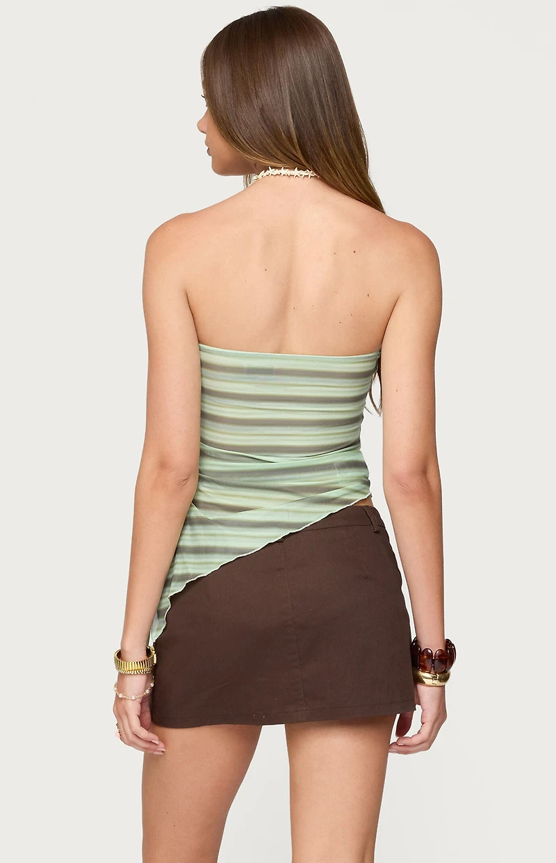 Edikted Sari Striped Strapless Asymmetric Top