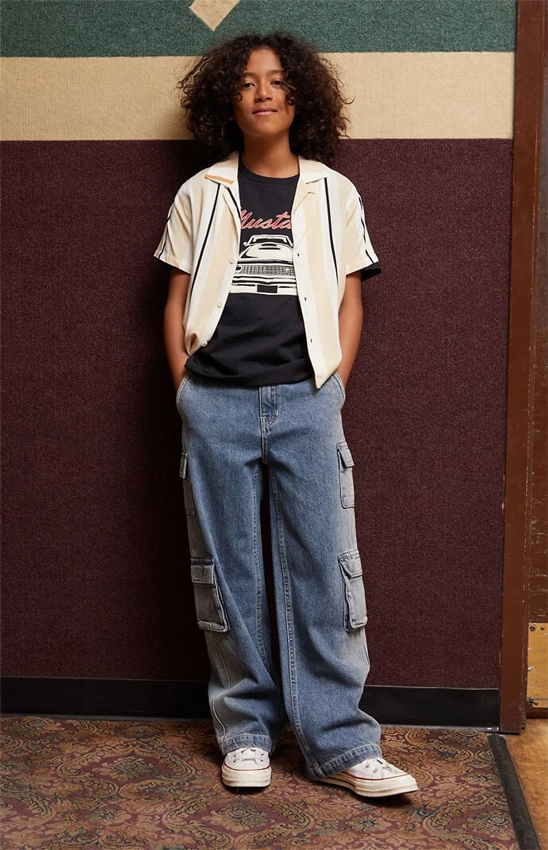 Pacsun Kids Medium Indigo Baggy Cargo Jeans