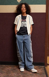 Pacsun Kids Medium Indigo Baggy Cargo Jeans