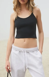 John Galt Black Beyonca Cropped Tank Top