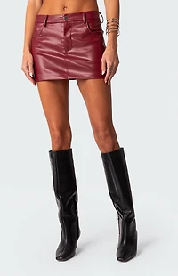 Edikted Maya Faux Leather Mini Skirt