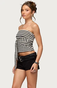 Edikted Finly Striped Strapless Tie Top