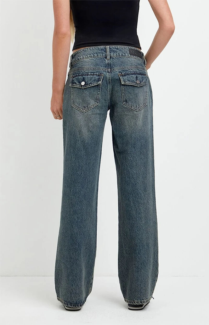 Pacsun Zoe Low Rise Girlfriend Jeans Dark Blue